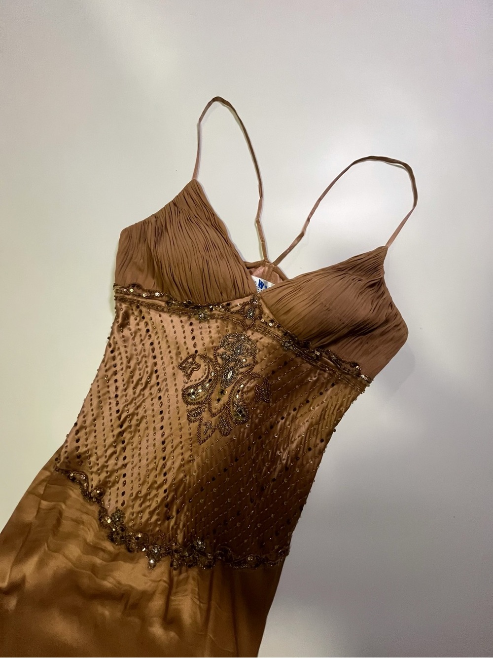 vintage sue wong blush pink beaded maxi dress - Picture 3 of 4